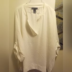 White 3x Joan vass split neck top